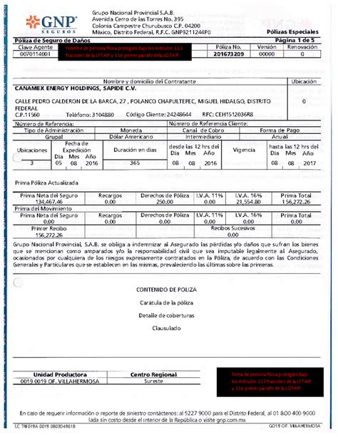 A 700 Dggoi - 154 -.•::GNP SEG U RO S Póliza de Seguro de Daños Grupo ...