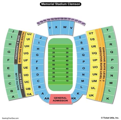 Clemson Memorial Stadium Interactive Seating Chart - Stadium Seating Chart