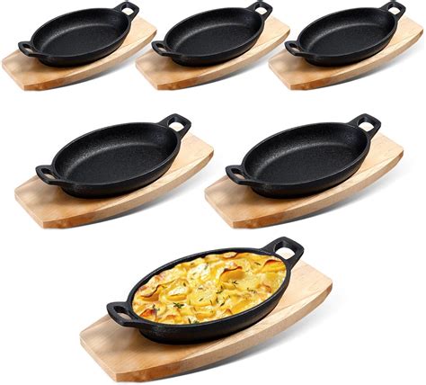 Amazon.com: Uiifan Mini Black Cast Iron Skillet Set 8 oz Small Oval ...