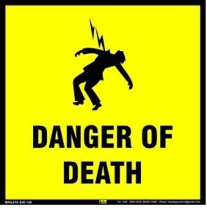 Mr. SAFE Danger of Death In Hard Plastic Lamination (8 Inch X 8 Inch ...
