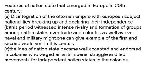 Explain any three features of the Nation state that emerged in Europe ...