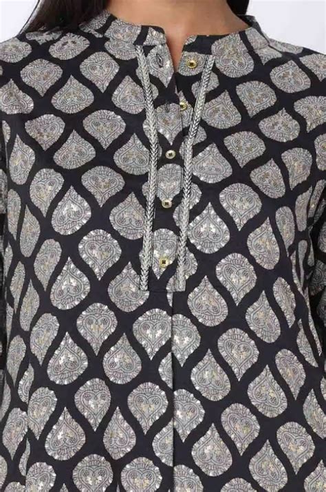Black Printed Straight Kurta - Feminon Closet