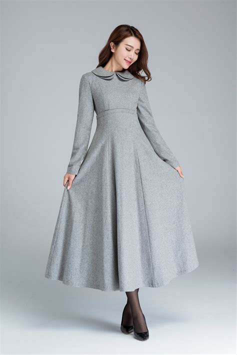 Gray Dress Women, Wool Dress, Winter Dress, Womens Dresses, Fit and ...