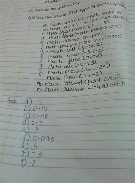 state the value and type of each expressions. - Brainly.in