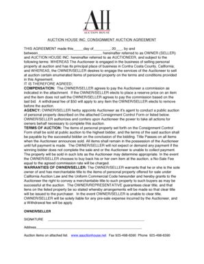 Fillable Online Auction House Consignment Form Fax Email Print - pdfFiller