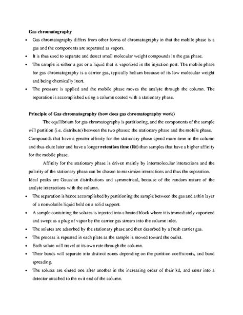 Gas chromatography - It is thus used to separate and detect small ...