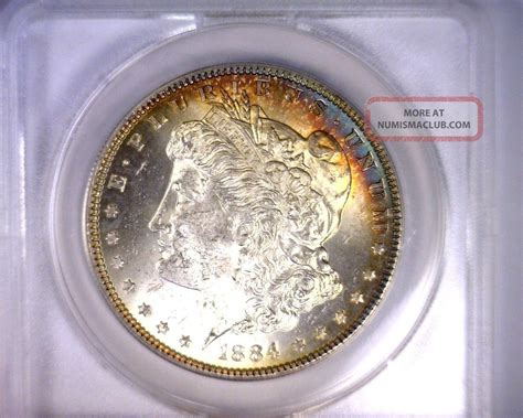 Ms62 Anacs Beautifully Toned 1884 Morgan Silver Dollar U. S. Coin 1884