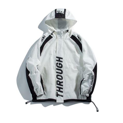 Road Vintage ese Retro Color Block Hooded Jacket Men's National Trend ...