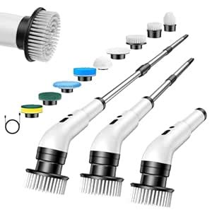 Electric Spin Scrubber with Handle,450RPM Cordless Bathroom Shower ...