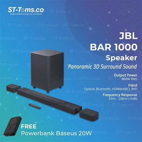 Jual JBL Bar 1000 7.1.4-channel Soundbar with Detachable Surround ...