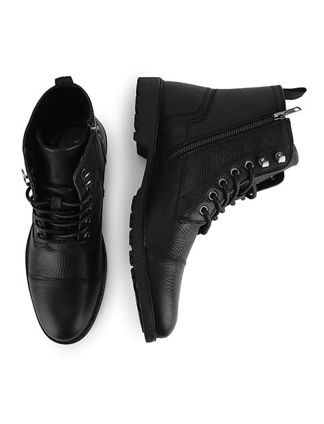 Buy Pure Leather Textured Ankle Boots at Marks & Spencer
