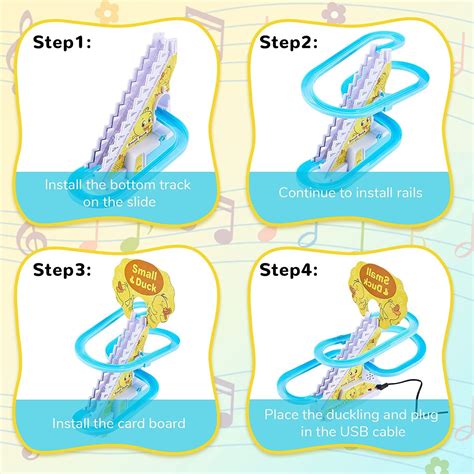 3 Duck Slide Toy Set, Funny Automatic Stair-Climbing Ducklings Cartoon ...