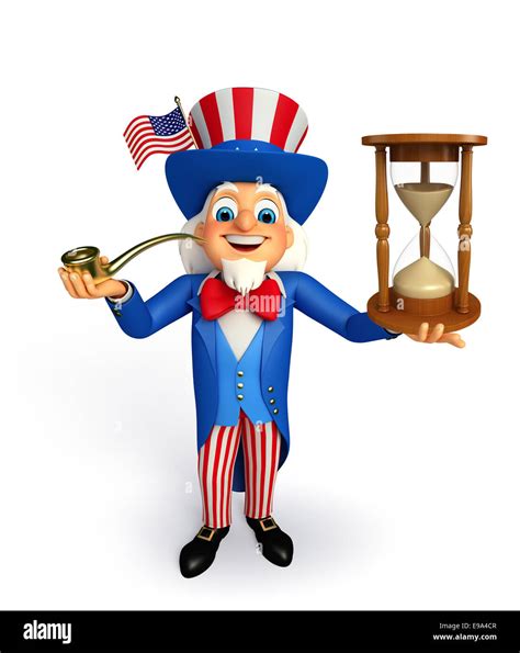 Illustration of uncle sam with sand clock Stock Photo - Alamy