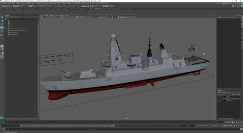 3D Royal Navy Type 45 Destroyer with AW101 Helicopter Rigged for Maya ...