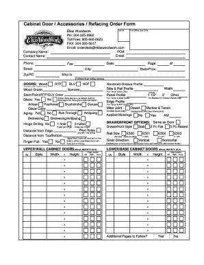 Fillable Online Cabinet Door / Accessories / Refacing Order Form Fax ...