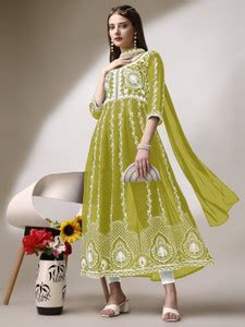aaliya fashion Women Chikan Embroidery Anarkali Kurta - Buy aaliya ...