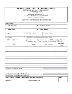 Fillable Online indiana department of transportation on-the-job ...