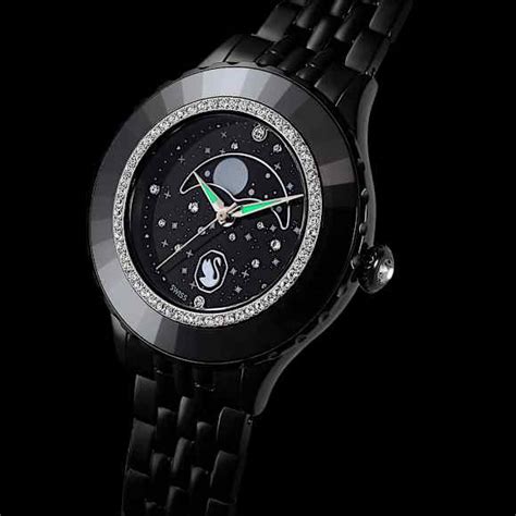 Octea moon watch, Swiss Made, Moon, Metal bracelet, Black, Black finish
