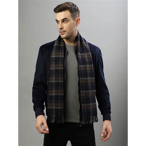 Buy Bruun & Stengade Men Navy Blue Checked Muffler Online