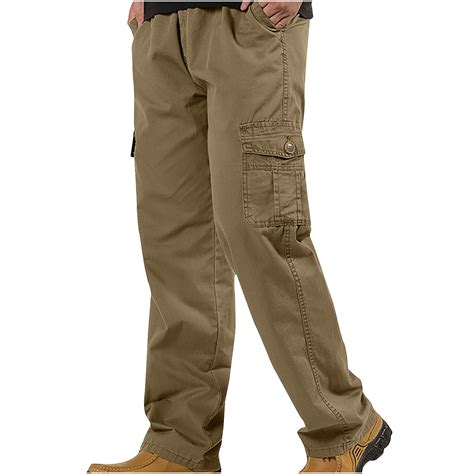 DxhmoenyHX Mens Cotton Cargo Pants Khaki Straight Pants Big and Tall ...