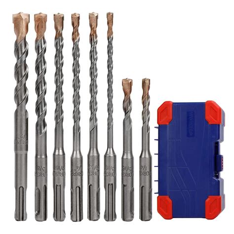 WORKPRO 8-Piece SDS-Plus Drill Bit Set, Carbide Tip, SDS+ Rotary Hammer ...
