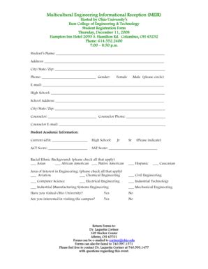 Fillable Online ohio MEIR Columbus Form Fall 2008 - ohio Fax Email ...