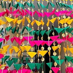 Divyakosh Fabric Decorative Triangle 4.5 FT, Pack of 10 Hanging Gotta ...