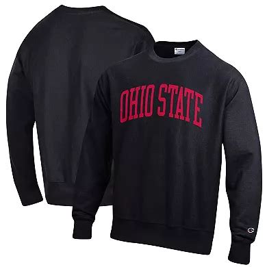 Men's Champion Black Ohio State Buckeyes Arch Reverse Weave Pullover ...