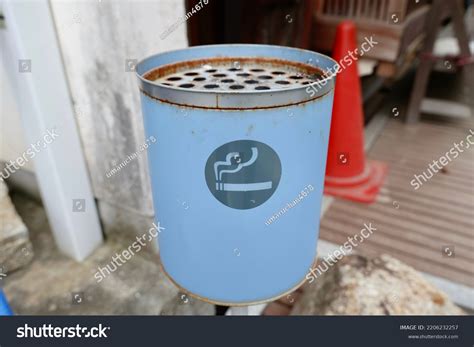 Metal Cigarette Butt Receptacles Installed On Stock Photo 2206232257 ...