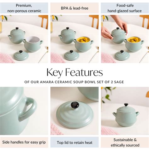 Sage Set Of 2 Amara Ceramic Soup Bowl 450ml Online - Premium Soup Bowl ...