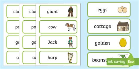 Jack and the Beanstalk Word Cards (teacher made) - Twinkl
