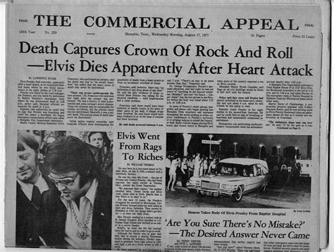 ELVIS PRESLEY DEAD ORIGINAL 1977 MEMPHIS NEWSPAPER SAD DAY IN MEMPHIS ...
