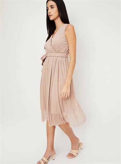 Buy Women Shimmer Pleated Dress Online at just Rs. 1599.0 ...