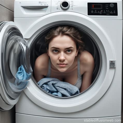A Lady Half Stuck in a Washing Machine | Stable Diffusion Online