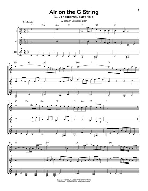 Air On The G String by Johann Sebastian Bach Sheet Music for Guitar ...