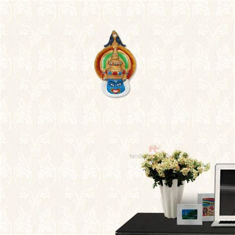 Handicrafts Paradise Aluminium Metal Kathakali Mask Painted Light Blue ...