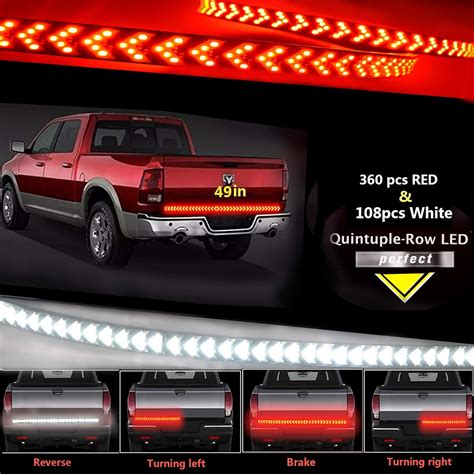 Buy UWDESY 48in 5Row Red White LED Tailgate Light Strip Bar,Red Brake ...