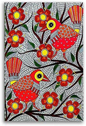 Tamatina Kalamkari Canvas Painting - Beautiful Birds On Tree ...