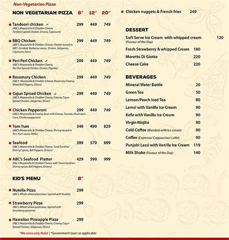 Menu at Pizza Cafe (ABC Farms), Pune, Salunke Vihar Rd