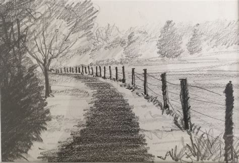 Country Road Pencil Drawing | Landscape Art