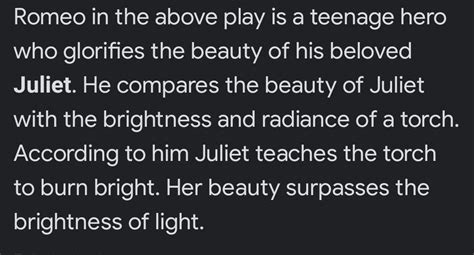 Who according to Romeo teaches the torches to burn bright - Brainly.in