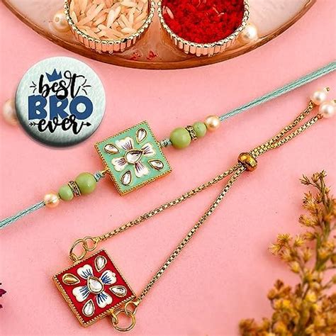 CraftVatika Rakhi Magnet Gift for Brother and Bhabhi Lumba Floral Rakhi ...