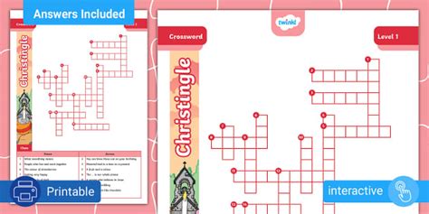 Christingle Crossword Puzzle - L1 - Twinkl - Kids Puzzles