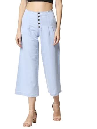 Buy HIGH STAR Women's Wide Leg Palazzo (ASWDPLA775_36_Blue at Amazon.in