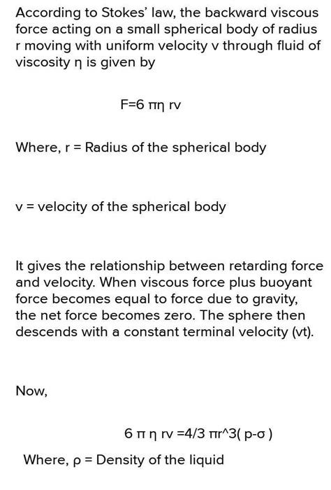By using Stokes Law, derive an expression of terminal velocity. On what ...