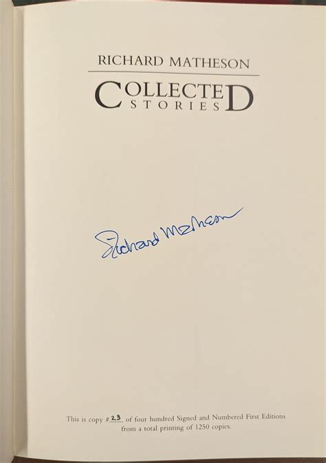 Collected Stories by Richard Matheson: Fine Hardcover (1989) Signed by ...