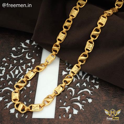 Freemen Nawabi Lotus OBO Stylish Golden Chain for Men- FMC10 – Freemen®