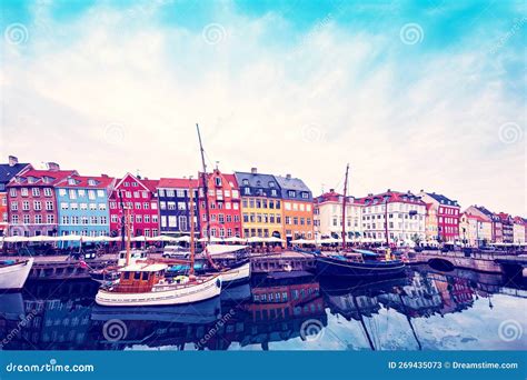 Magical Fascinating Landscape with Boats in a Famous Nyhavn in the Capital of Denmark Copenhagen ...