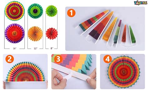 Toyshine Party Wall Decoration Set (6 Assorted Round Paper Fans ...