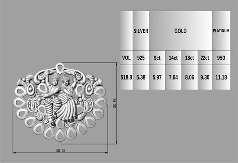 Radha Krishna Dancing Pose Pendant 3D Model STL File